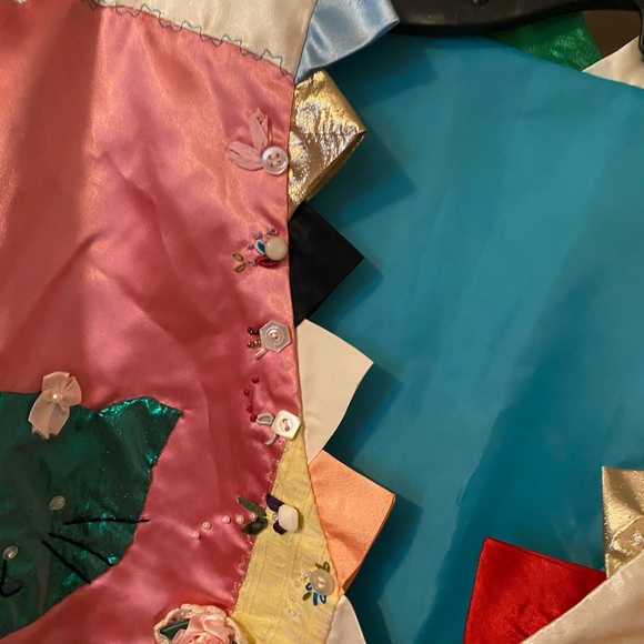 VINTAGE Crazy Quilt Jacket/Coat embroidery cat, ribbons, many textures! 80s - Picture 13 of 16